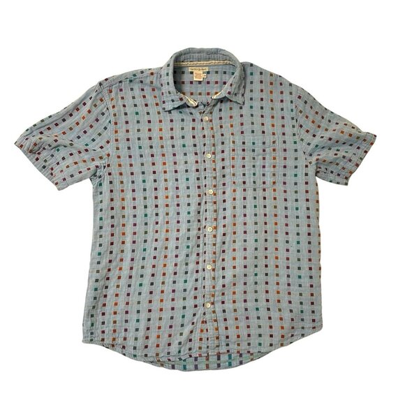 Carbon2Cobalt Colorful Square Short Sleeve Button Down Shirt size Medium - Picture 1 of 5